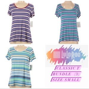 Lularoe Classic Tee Bundle (3) Striped Small NWT